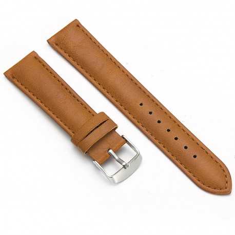 Klockarmband Ljusbrunt PU-L&auml;der 18/20/22mm - St&aring;lsp&auml;nne-Kl&auml;der & Accessoarer-Shockproof.se