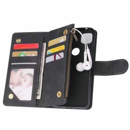 Google Pixel 4a 5G Multifunktionellt Pl&aring;nboksfodral Zipper 8-Fack-Google Pixel 4a 5G-Shockproof.se