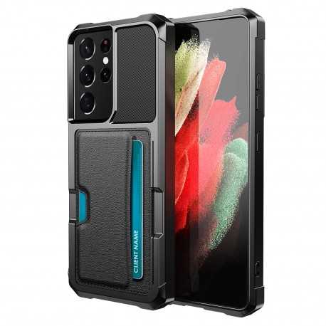 Samsung S21 Ultra St&ouml;tt&aring;ligt Skal med Kortfack Solid V2-Samsung S21 Ultra-Shockproof.se