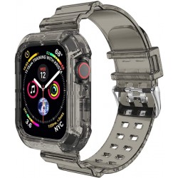 Apple Watch 42/44mm Stöttåligt & Genomskinligt Armband Svart