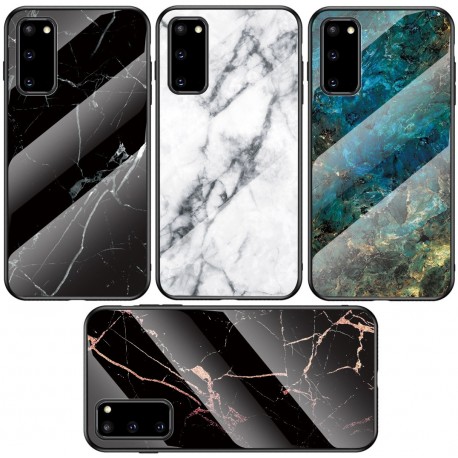 Samsung S21 FE Marmorskal 9H H&auml;rdat Glas Baksida Glassback V2-Samsung S21 FE-Shockproof.se