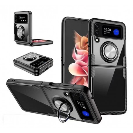 Samsung Z Flip 3 Praktisk St&ouml;tt&aring;ligt Skal med Ringh&aring;llare V4-Samsung Galaxy Z Flip 3 5G-Shockproof.se