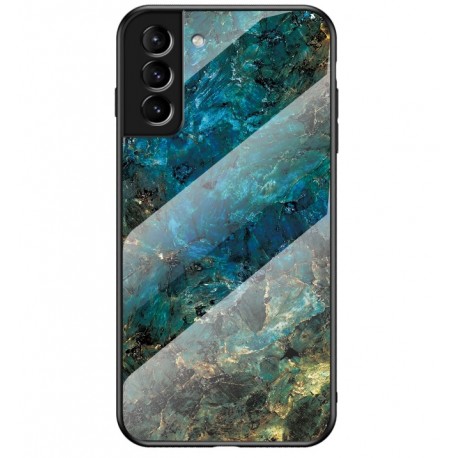 Samsung S22 Plus Marmorskal 9H H&auml;rdat Glas Baksida Glassback V2-Samsung S22 Plus-Shockproof.se