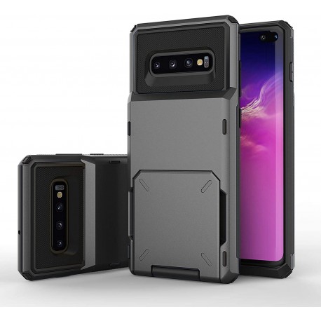 Samsung S10 St&ouml;tt&aring;ligt Skal med Kortfack Void-Samsung S10-Shockproof.se