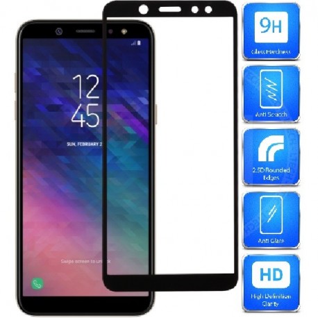 Samsung A6 2018 H&auml;rdat Glas 0.26mm 2.5D 9H Fullframe-Samsung A6 2018-Shockproof.se