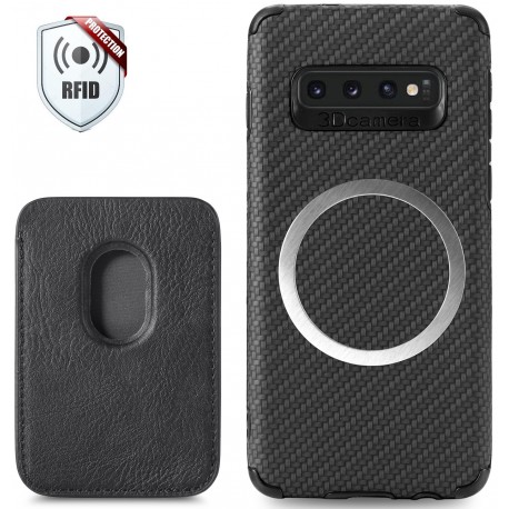 Samsung S10 Plus St&ouml;tt&aring;ligt skal med Magnetisk Korth&aring;llare Magsafe RFID-Samsung S10 Plus-Shockproof.se