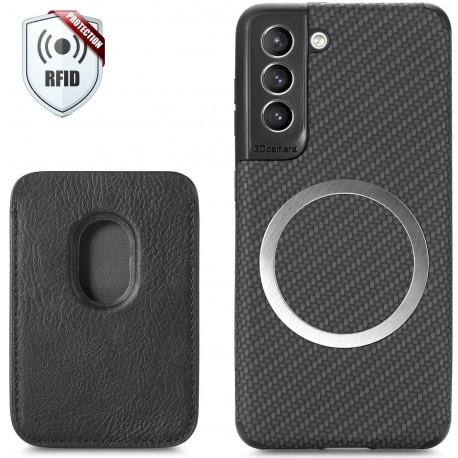 Samsung S21 FE St&ouml;tt&aring;ligt skal med Magnetisk Korth&aring;llare Magsafe RFID-Samsung S21 FE-Shockproof.se