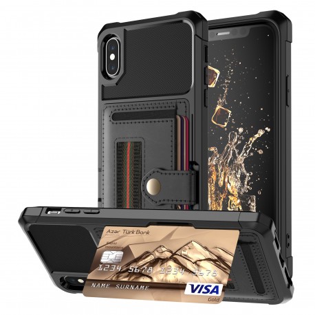 iPhone X / XS St&ouml;tt&aring;ligt Skal med Kortfack Solid V5-iPhone X-Shockproof.se