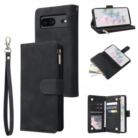 Google Pixel 6A Multifunktionellt Pl&aring;nboksfodral Zipper 8-Fack-Google Pixel 6A 5G-Shockproof.se