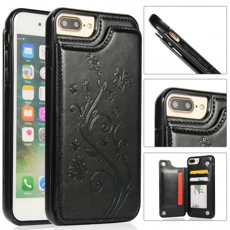 iPhone 7 Plus / 8 Plus St&ouml;tt&aring;ligt Skal Korth&aring;llare 3-FACK Flippr V2 Svart-iPhone 8 Plus-Shockproof.se