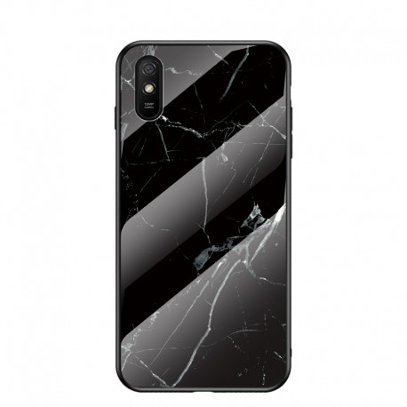 Redmi 9A Marmorskal 9H H&auml;rdat Glas Baksida Glassback V2-Xiaomi Redmi 9A-Shockproof.se