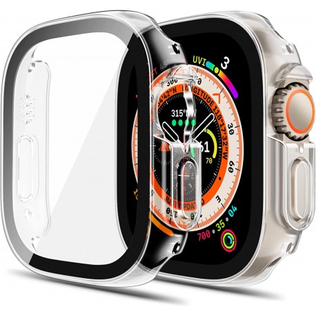 2-PACK Apple Watch 49mm Ultra St&ouml;td&auml;mpande Skal 9H H&auml;rdat Glas 2in1 Transparent-Apple Watch 49mm Ultra-Shockproof.se