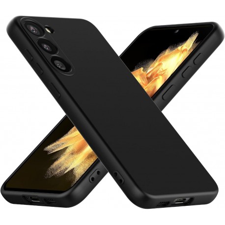 Samsung S23 Gummibelagd Mattsvart Silikon Skal med Kameraskydd-Samsung S23-Shockproof.se