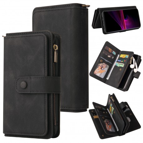 Xperia 1 III Multifunktionellt Pl&aring;nboksfodral Zip 13-Fack-Xperia 1 III-Shockproof.se