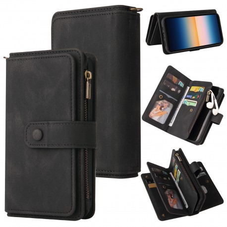 Xperia 10 III Multifunktionellt Pl&aring;nboksfodral Zip 13-Fack-Xperia 10 III-Shockproof.se