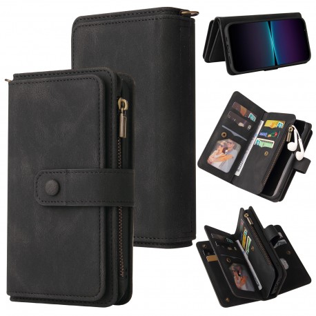 Xperia 1 IV Multifunktionellt Pl&aring;nboksfodral Zip 13-Fack-Xperia 1 IV-Shockproof.se