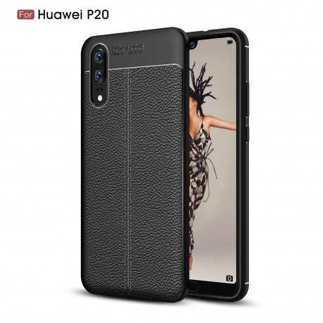 Huawei P20 St&ouml;tt&aring;ligt & St&ouml;td&auml;mpande Skal LeatherBack-P20-Shockproof.se