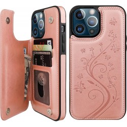 iPhone 12 Pro Stöttåligt Skal Korthållare 3-FACK Flippr V2 - Rosegold