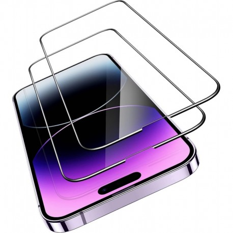 2-PACK iPhone 14 Pro H&auml;rdat Glas 0.26mm 2.5D 9H Fullframe-iPhone 14 Pro-Shockproof.se