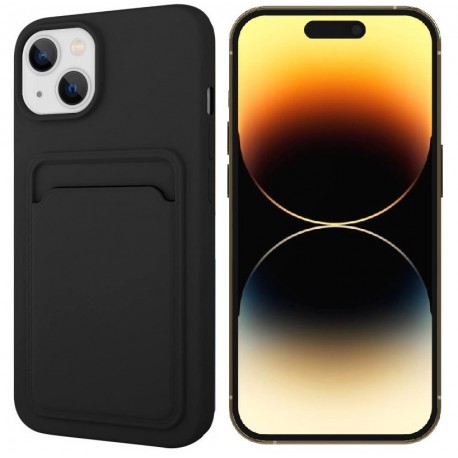 iPhone 14 Plus Gummibelagd St&ouml;tt&aring;ligt Skal med Kortfack Liquid-iPhone 14 Plus-Shockproof.se