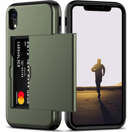 iPhone XR St&ouml;tt&aring;ligt Skal Kortfack StreetWise - Gr&ouml;n-iPhone XR-Shockproof.se