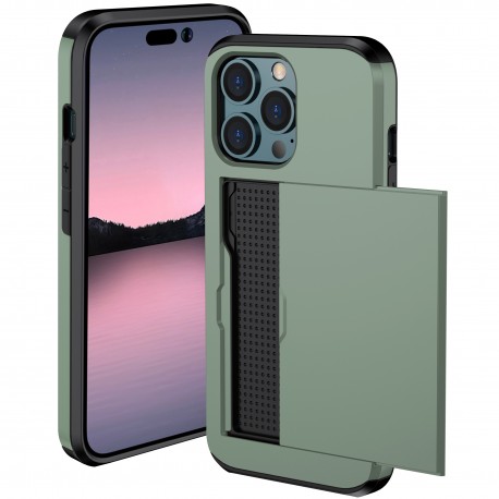 iPhone 12 Pro Max St&ouml;tt&aring;ligt Skal Kortfack StreetWise - Gr&ouml;n-iPhone 12 Pro Max-Shockproof.se