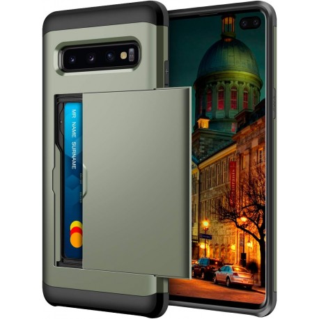 Samsung Galaxy S10 St&ouml;tt&aring;ligt Skal Kortfack StreetWise - Gr&ouml;n-Samsung S10-Shockproof.se