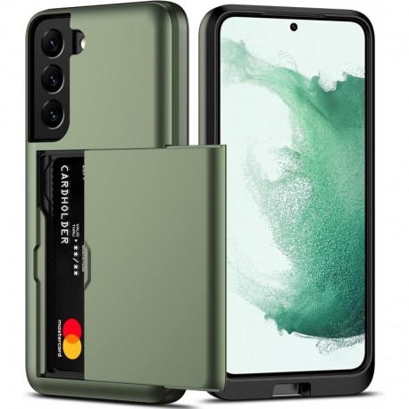 Samsung Galaxy S21 FE St&ouml;tt&aring;ligt Skal Kortfack StreetWise - Gr&ouml;n-Samsung S21 FE-Shockproof.se