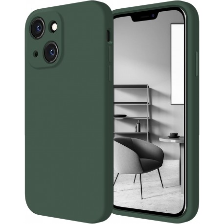 iPhone 13 Gummibelagd Mattgr&ouml;nt Skal Kameraskydd Liquid - Gr&ouml;n-iPhone 13-Shockproof.se