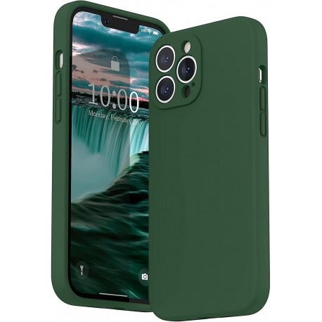 iPhone 13 Pro Gummibelagd Mattgr&ouml;nt Skal Kameraskydd Liquid - Gr&ouml;n-iPhone 13 Pro-Shockproof.se