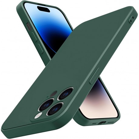 iPhone 15 Pro Max Gummibelagd Mattgrönt Skal Kameraskydd Liquid - Grön-iPhone 15 Pro Max-Shockproof.se