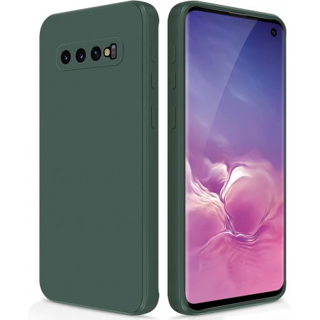 Samsung S10 Plus Gummibelagd Mattgr&ouml;nt Skal Kameraskydd Liquid - Gr&ouml;n-Samsung S10 Plus-Shockproof.se