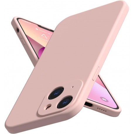 iPhone 13 Mini Gummibelagd Mattrosa Skal Kameraskydd Liquid - Rosa-iPhone 13 Mini-Shockproof.se