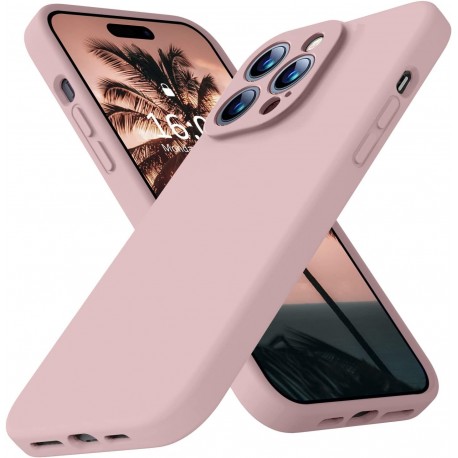 iPhone 15 Pro Max Gummibelagd Mattrosa Skal Kameraskydd Liquid - Rosa-iPhone 15 Pro Max-Shockproof.se