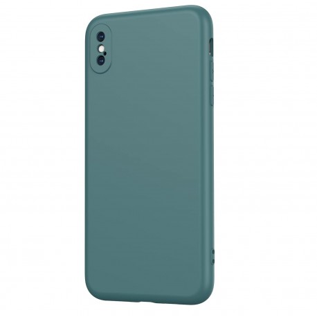 iPhone XS Max Gummibelagd Mattgr&ouml;nt Skal Kameraskydd Liquid - Gr&ouml;n-iPhone XS Max-Shockproof.se