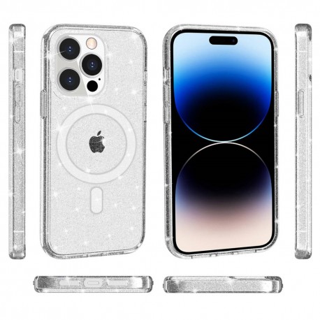Glittrigt MagSafe Skal iPhone 15 Pro - Transparent-iPhone 15 Pro-Shockproof.se