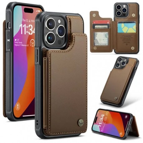 CaseMe St&ouml;tt&aring;ligt Skal Korth&aring;llare Stativ 4-Fack iPhone 14 Pro Max Brun-iPhone 14 Pro Max-Shockproof.se