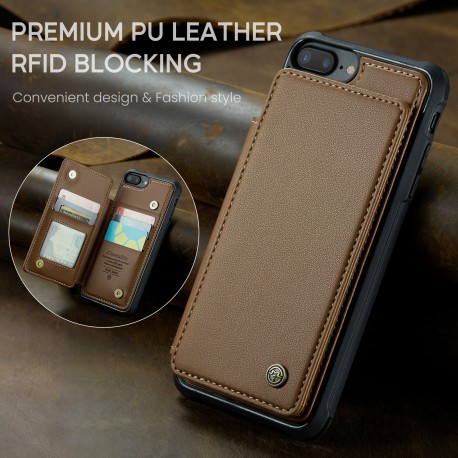 CaseMe St&ouml;tt&aring;ligt Skal Korth&aring;llare Stativ 4-Fack iPhone 7 Plus / 8 Plus Brun-iPhone 8 Plus-Shockproof.se