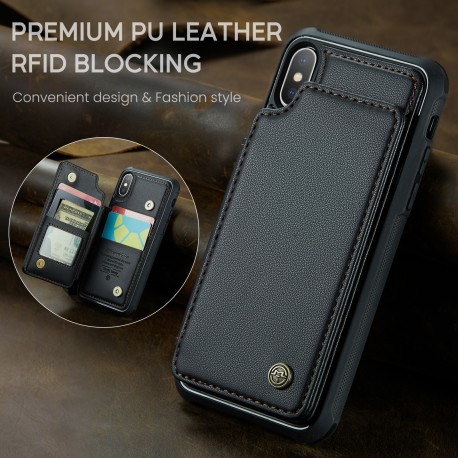 CaseMe St&ouml;tt&aring;ligt Skal Korth&aring;llare Stativ 4-Fack iPhone X / XS Svart-iPhone XS-Shockproof.se