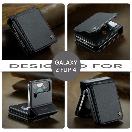 CaseMe St&ouml;tt&aring;ligt Skal Korth&aring;llare Stativ 4-Fack Samsung Z Flip 3 Svart-Samsung Galaxy Z Flip 3 5G-Shockproof.se