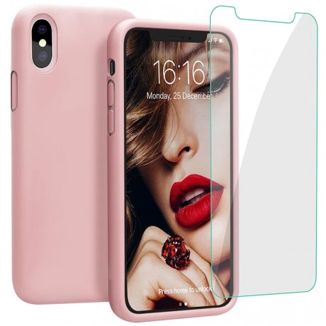 3in1 Gummibelagt Stilrent Skal iPhone X / XS - Rosa-iPhone XS-Shockproof.se
