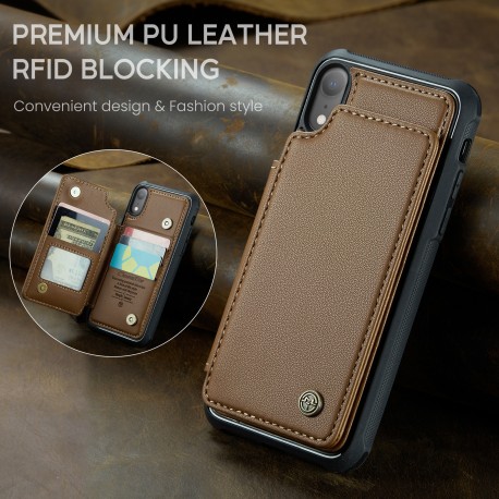 CaseMe St&ouml;tt&aring;ligt Skal Korth&aring;llare Stativ 4-Fack iPhone XR Brun-iPhone XR-Shockproof.se