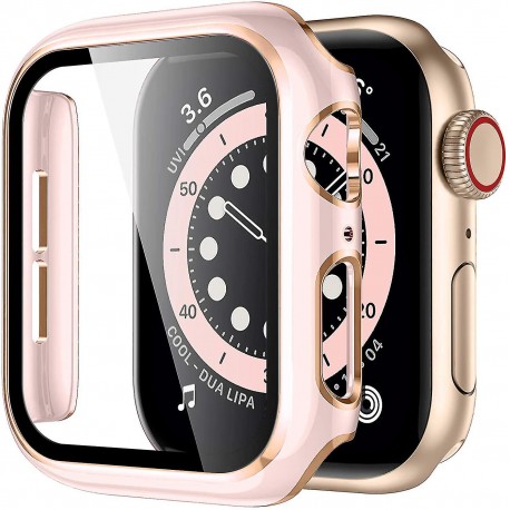 2in1 St&ouml;td&auml;mpande Skal 9H H&auml;rdat Glas Apple Watch 40mm - Rosegold-Apple Watch 38mm-Shockproof.se