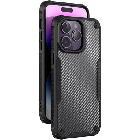 St&ouml;tt&aring;ligt Skal med Transparent Karbondesign Legend iPhone 15 Pro-iPhone 15 Pro-Shockproof.se
