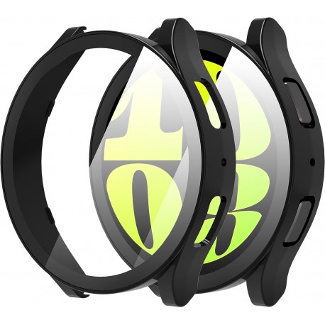 2in1 St&ouml;td&auml;mpande Skal 9H H&auml;rdat Glas Galaxy Watch 6 40mm - Svart-Apple Watch 44mm-Shockproof.se