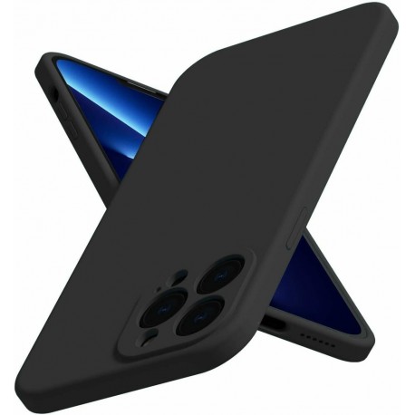 iPhone 12 Pro Max Gummibelagd Mattsvart Skal Kameraskydd Liquid - Svart-iPhone 12 Pro Max-Shockproof.se