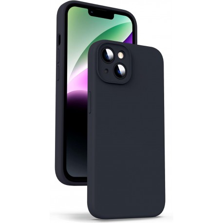 iPhone 13 Gummibelagd Mattsvart Skal Kameraskydd Liquid - Svart-iPhone 13-Shockproof.se