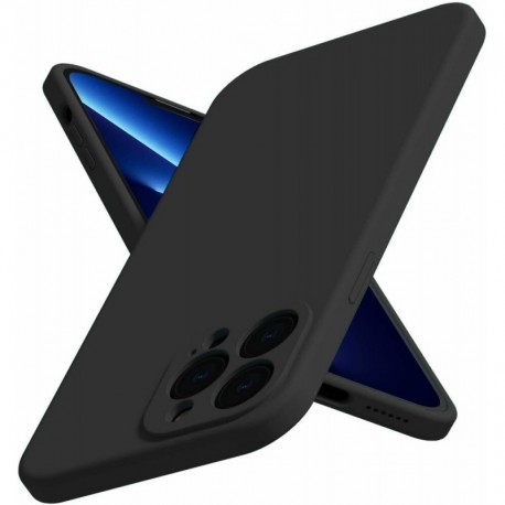 iPhone 15 Pro Max Gummibelagd Mattsvart Skal Kameraskydd Liquid - Svart-iPhone 15 Pro Max-Shockproof.se