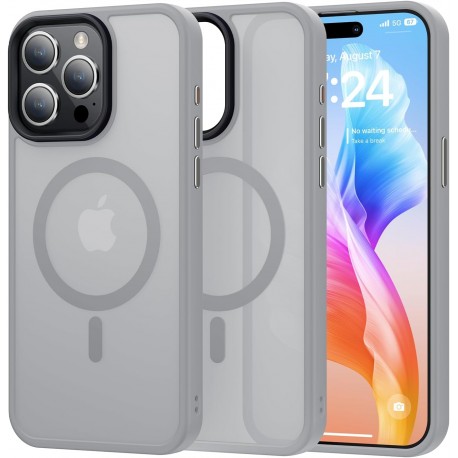 iPhone 15 Pro St&ouml;td&auml;mpande Skal MagSafe-Kompatibelt V2 - Gr&aring;-iPhone 15 Pro-Shockproof.se