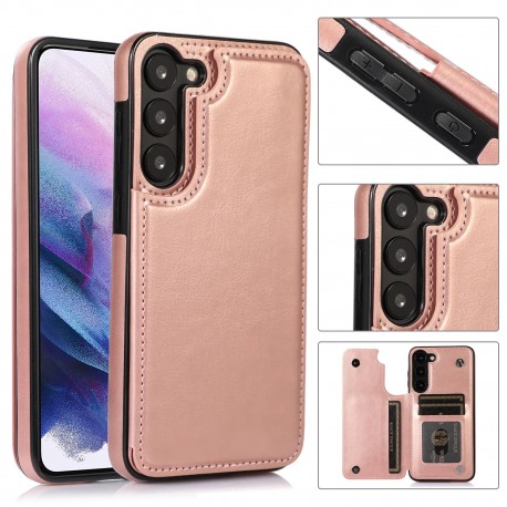Samsung S24 St&ouml;tt&aring;ligt Skal Korth&aring;llare 3-FACK Flippr - Roseguld-Samsung S24-Shockproof.se